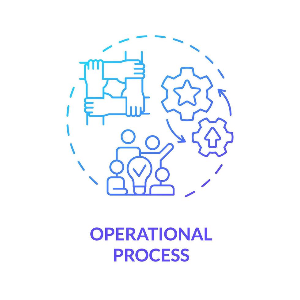 Operational process blue gradient concept icon. Circle member fulfill duties. Effectively work. Round shape line illustration. Abstract idea. Graphic design. Easy to use in promotional material vector