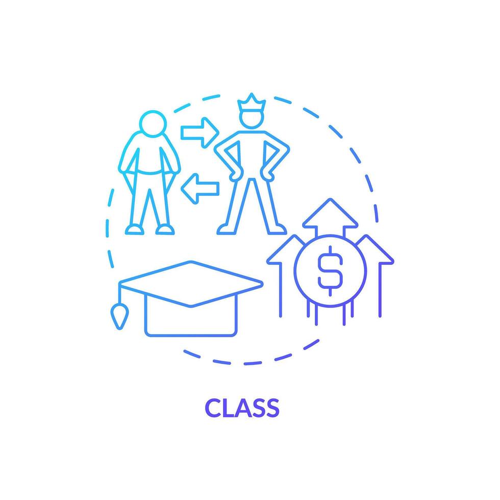 Class system blue gradient concept icon. Social stratification. Socioeconomic factors. Wealth inequality. Economic disparity. Round shape line illustration. Abstract idea. Graphic design vector