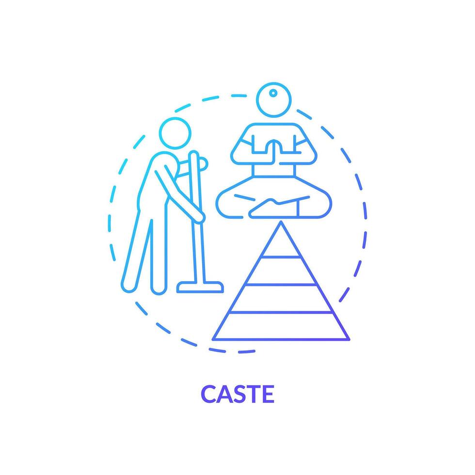 Caste system blue gradient concept icon. Social stratification. Traditional social order. Societal hierarchy. Round shape line illustration. Abstract idea. Graphic design. Easy to use in article vector