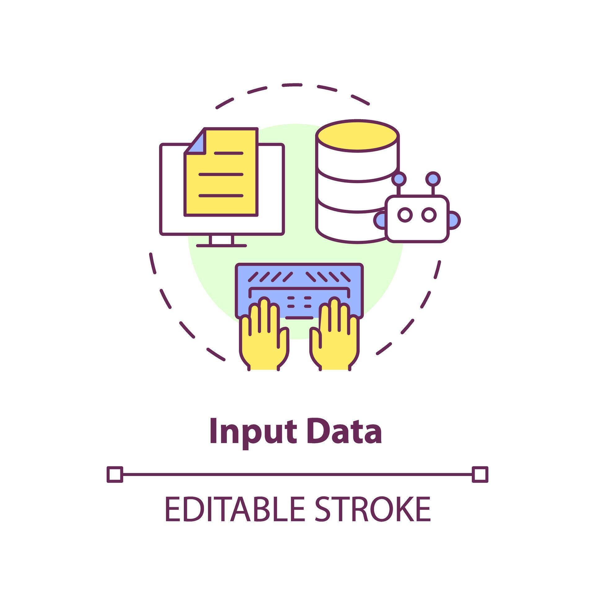 Input data multi color concept icon. Key element of prompt. Specific ...