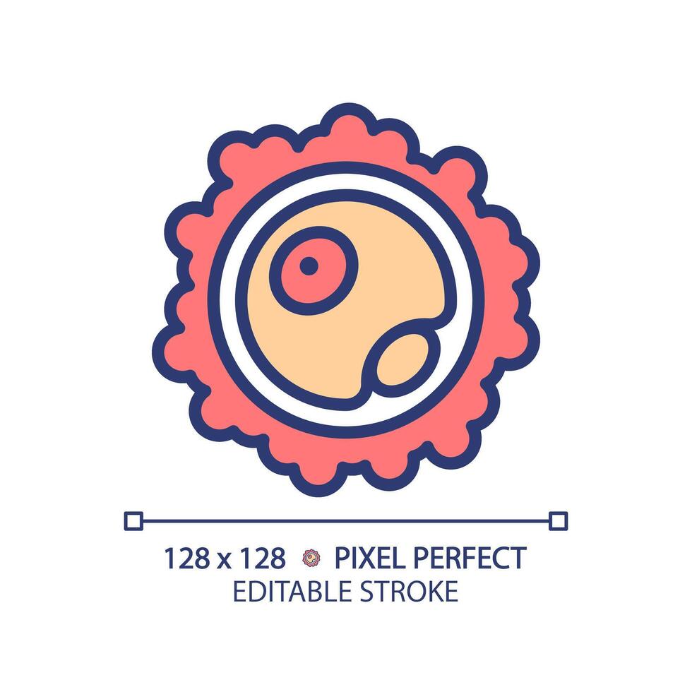 Ovum egg RGB color icon. Reproductive health, menstrual biology. Female fertility. Human dna, microbiology. Isolated illustration. Simple filled line drawing. Editable stroke vector