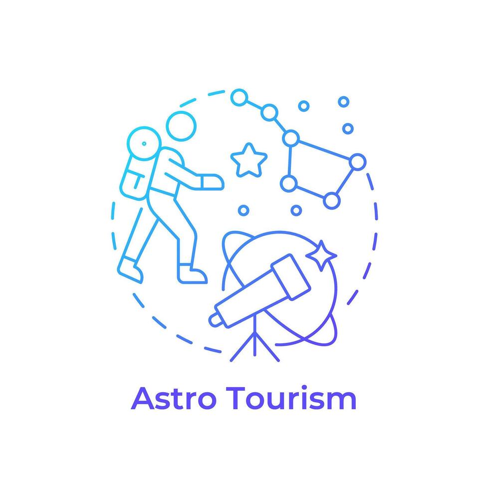 astro turismo azul degradado concepto icono. noche cielo exploración. estudio de las estrellas. nicho viajar. Ciencias turismo. redondo forma línea ilustración. resumen idea. gráfico diseño. fácil a utilizar en Blog enviar vector