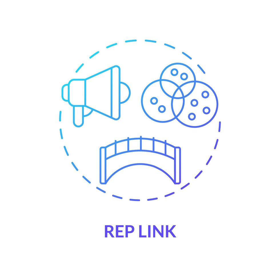 Rep link blue gradient concept icon. Representing needs and concerns to higher circle. Round shape line illustration. Abstract idea. Graphic design. Easy to use in promotional material vector