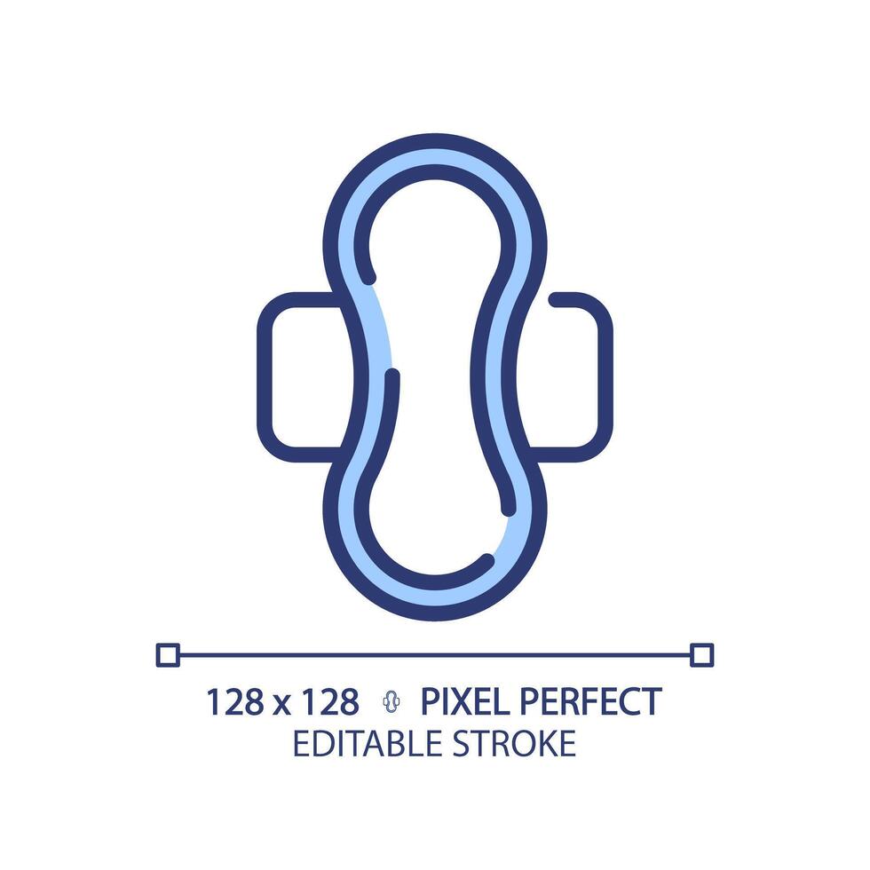 Menstrual pad RGB color icon. Period cycle healthcare. Feminine hygiene product. Reproductive health. Absorption napkin. Isolated illustration. Simple filled line drawing. Editable stroke vector