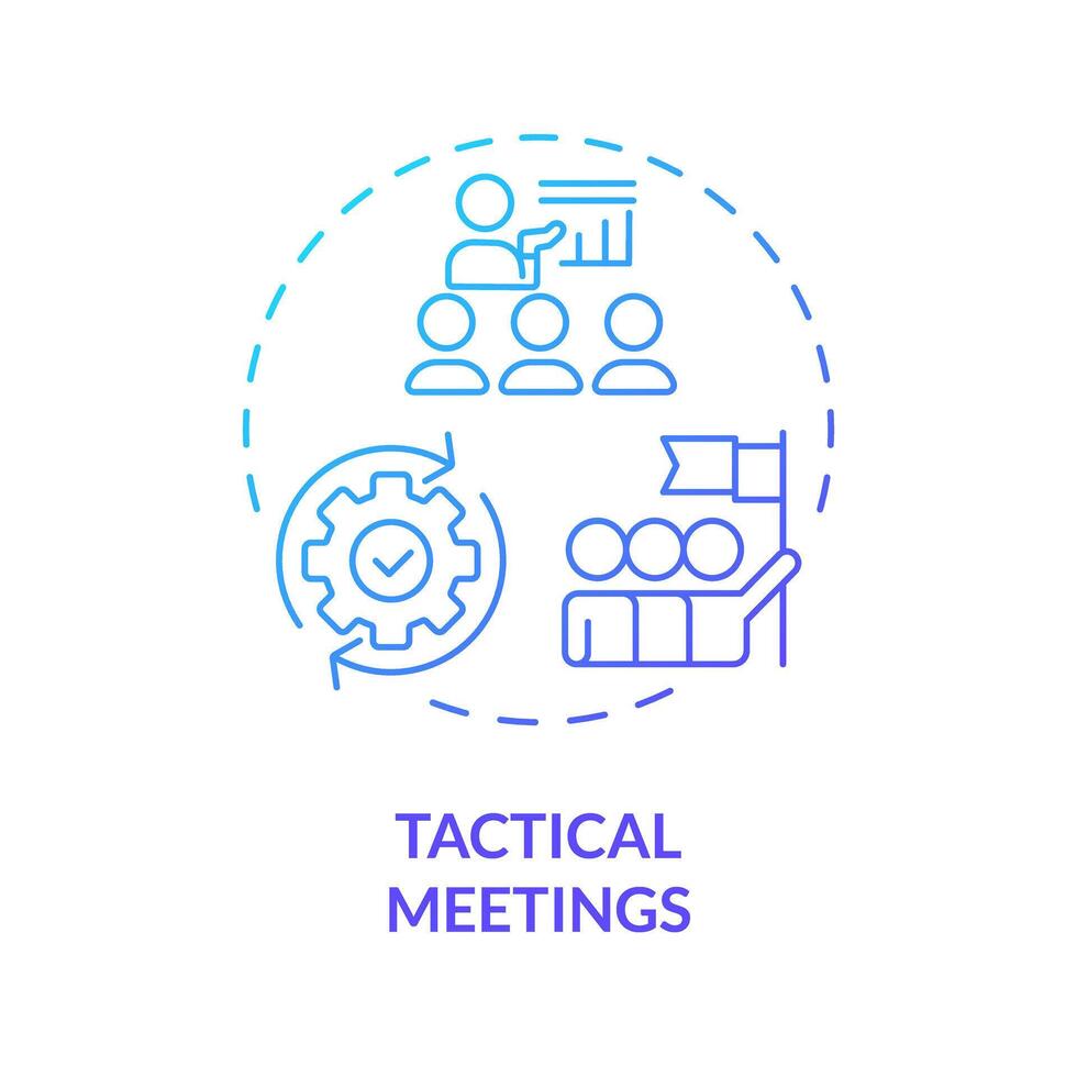 Tactical meetings blue gradient concept icon. Focused gatherings for discuss, coordinate daily work. Round shape line illustration. Abstract idea. Graphic design. Easy to use in promotional material vector