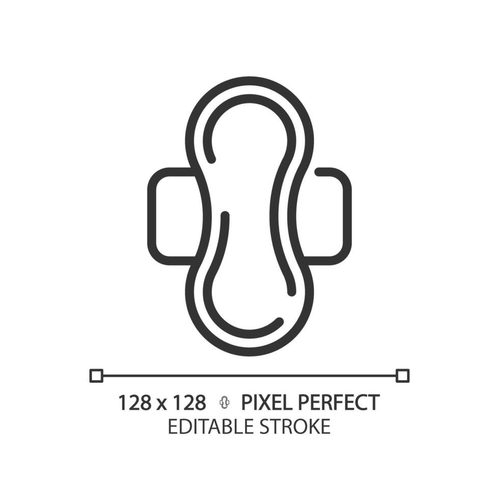 Menstrual pad linear icon. Period cycle healthcare. Feminine hygiene product. Reproductive health. Absorption napkin. Thin line illustration. Contour symbol. outline drawing. Editable stroke vector