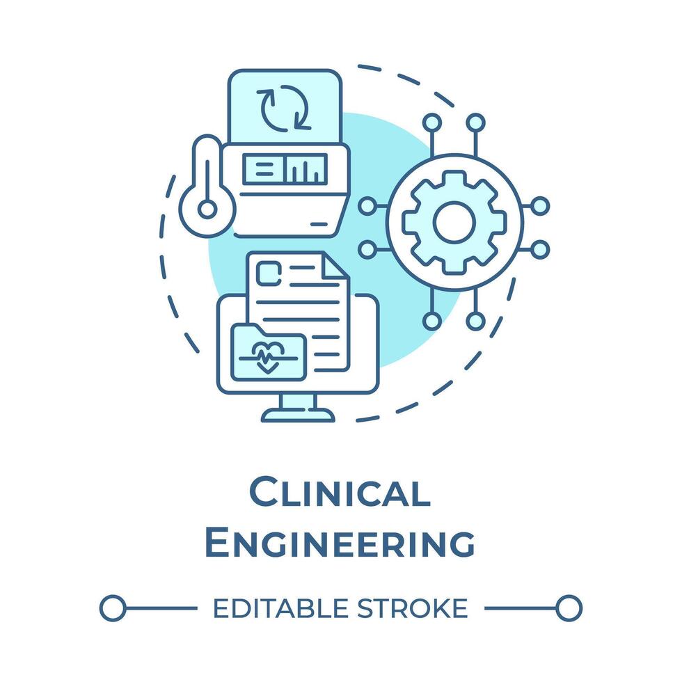 Clinical engineering soft blue concept icon. Medical equipment. Patient monitoring and care. Round shape line illustration. Abstract idea. Graphic design. Easy to use in presentation vector