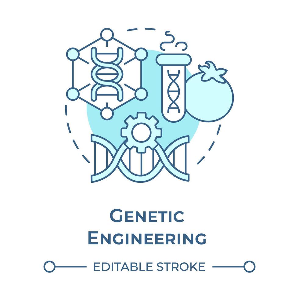 Genetic engineering soft blue concept icon. Gene manipulation. Precision breeding. Bioengineering. Round shape line illustration. Abstract idea. Graphic design. Easy to use in presentation vector