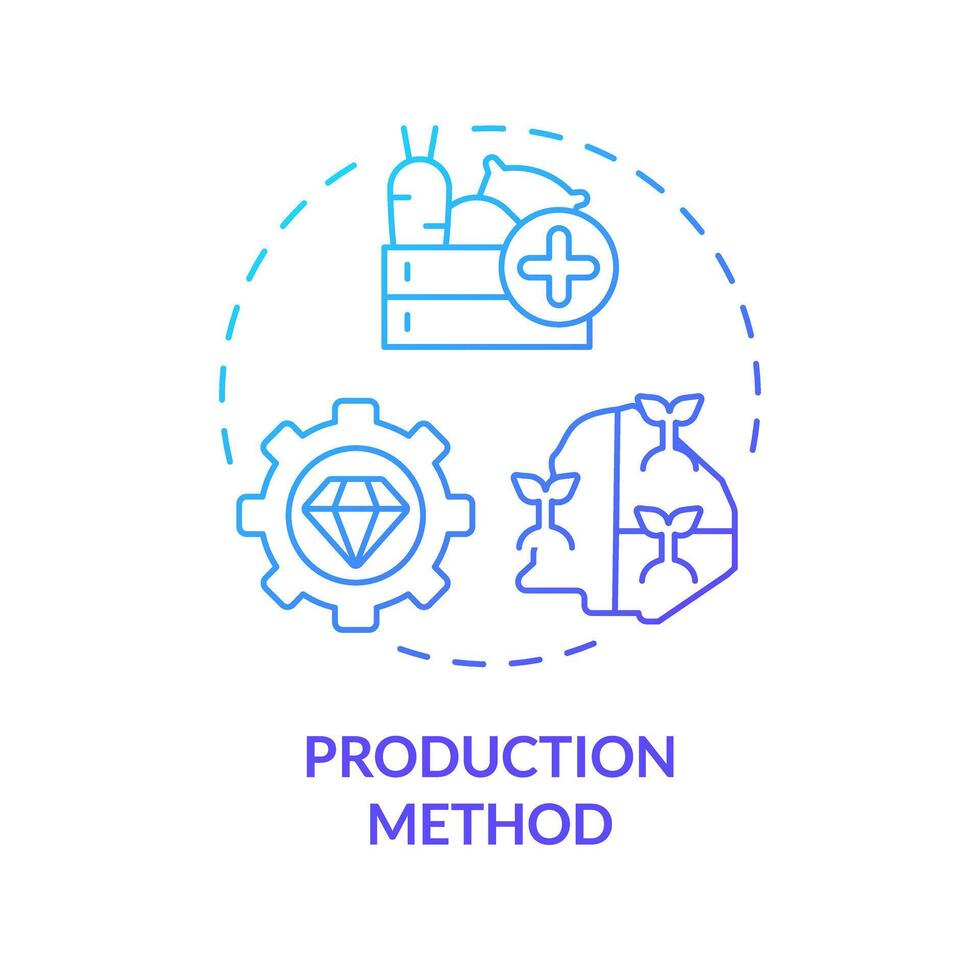 Production method blue gradient concept icon. National industry growth. Gdp calculating. Round shape line illustration. Abstract idea. Graphic design. Easy to use in brochure, booklet vector