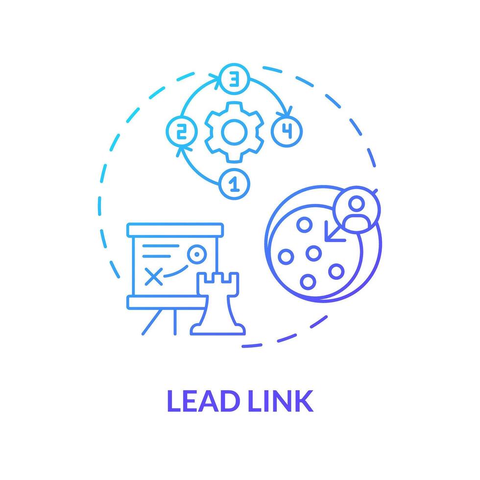 Lead link blue gradient concept icon. Assigning roles within circle, setting priorities, strategies. Round shape line illustration. Abstract idea. Graphic design. Easy to use in promotional material vector