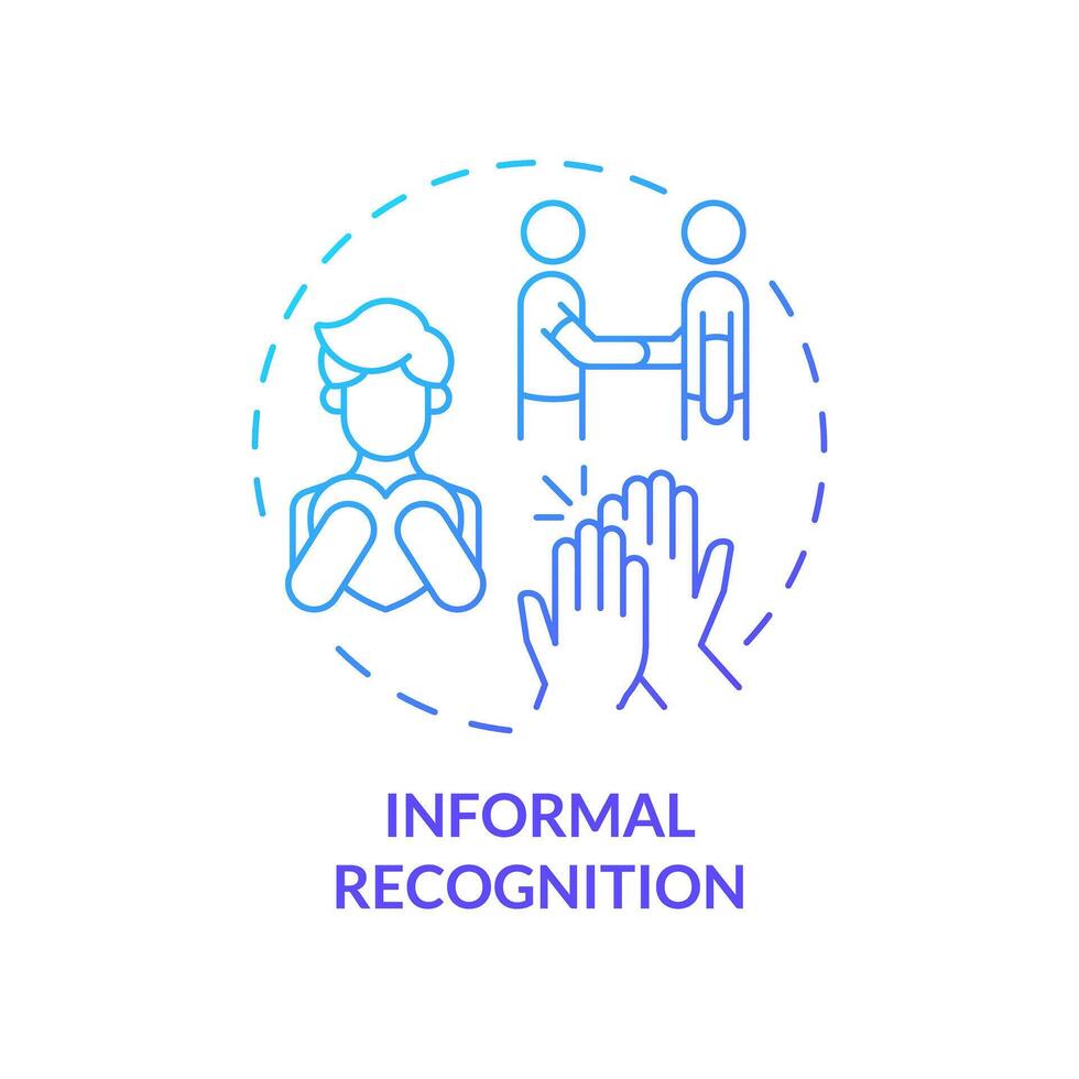 Informal recognition blue gradient concept icon. Employee appreciation. Gratitude and support. Workplace culture. Round shape line illustration. Abstract idea. Graphic design. Easy to use vector