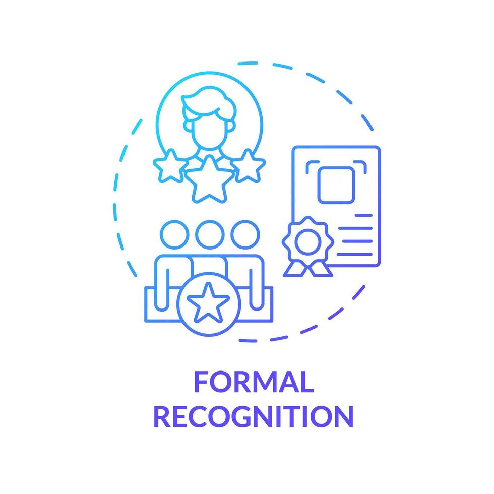 Formal recognition blue gradient concept icon. Employee of the month. Achievements appreciation. Successful team work. Round shape line illustration. Abstract idea. Graphic design. Easy to use vector