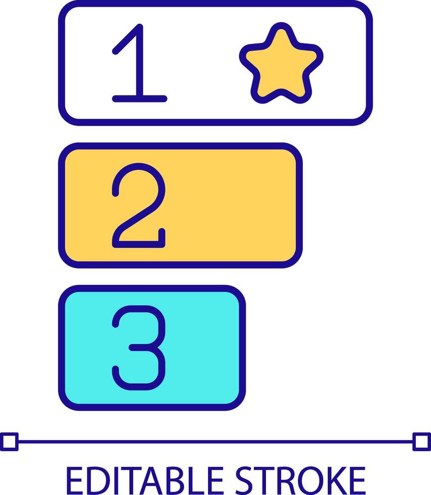 Scrum prioritization RGB color icon. Value based workflow. Teamwork process optimization. Result oriented, goal setting. Isolated illustration. Simple filled line drawing. Editable stroke vector