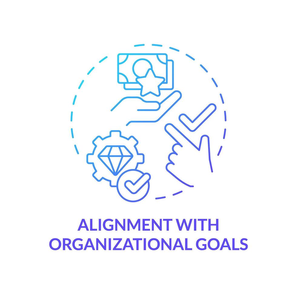 Alignment with organizational goals blue gradient concept icon. Employee recognition. Company core values. Workplace culture. Round shape line illustration. Abstract idea. Graphic design. Easy to use vector