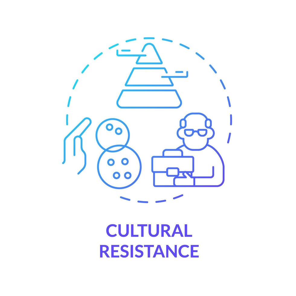 Cultural resistance blue gradient concept icon. Resistance from employees of traditional hierarchies. Round shape line illustration. Abstract idea. Graphic design. Easy to use in promotional material vector