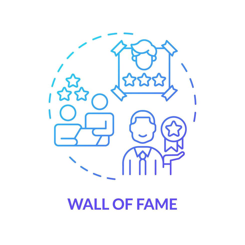 Wall of fame blue gradient concept icon. Employee recognition. Worker acknowledgement. Employee of the month. Round shape line illustration. Abstract idea. Graphic design. Easy to use vector