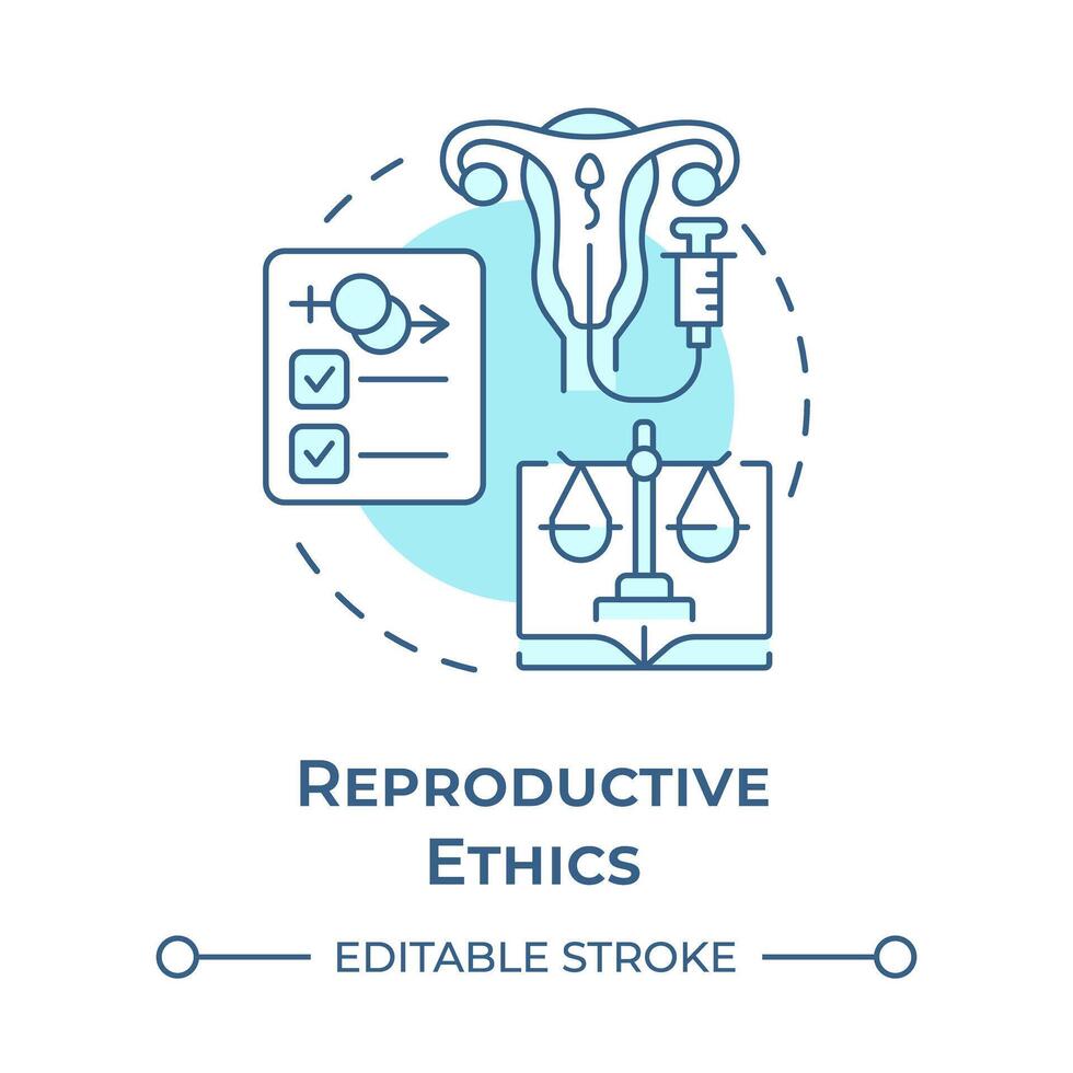 Reproductive ethics soft blue concept icon. Fertility treatment. Informed consent. Medical law. Round shape line illustration. Abstract idea. Graphic design. Easy to use in presentation vector