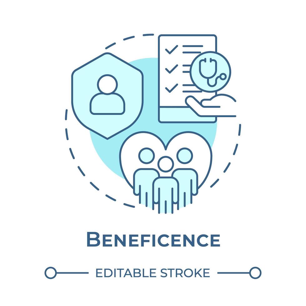 Beneficence soft blue concept icon. Principle of bioethics. Compassion and patient protection. Round shape line illustration. Abstract idea. Graphic design. Easy to use in presentation vector