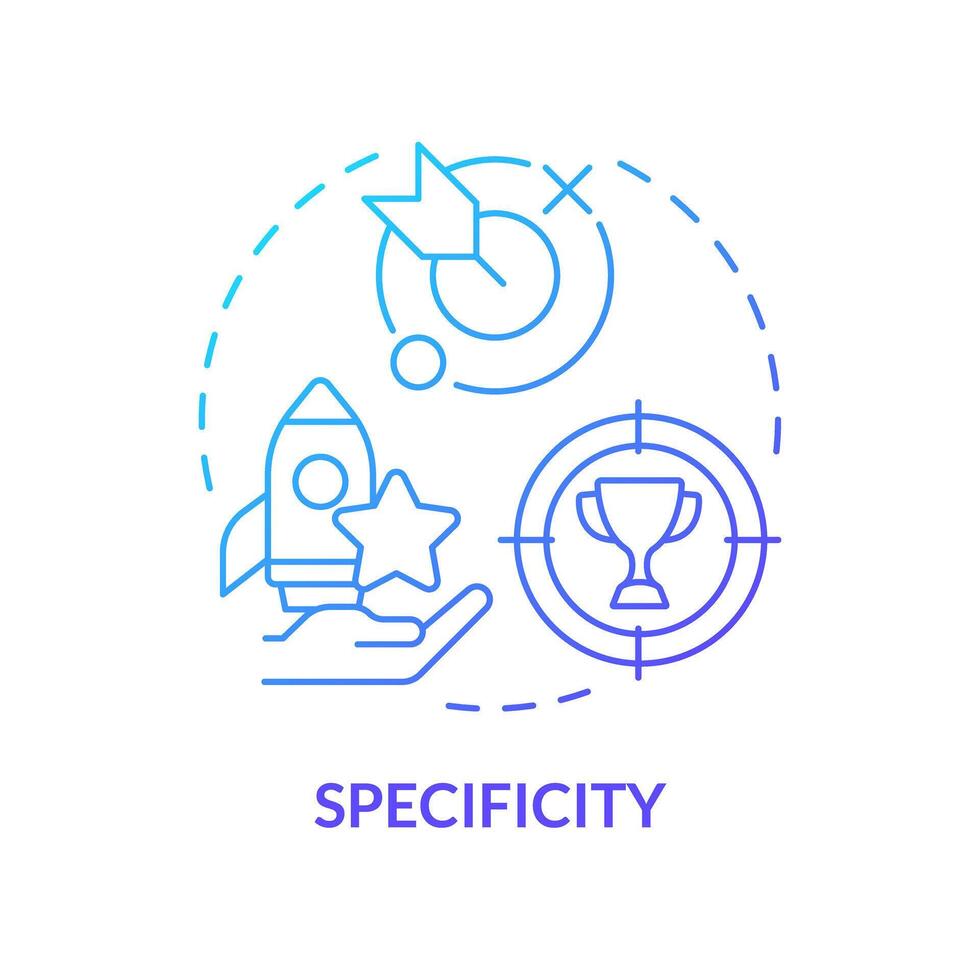 Specificity blue gradient concept icon. Employee recognition criteria. Performance appreciation. Boost morale. Round shape line illustration. Abstract idea. Graphic design. Easy to use vector