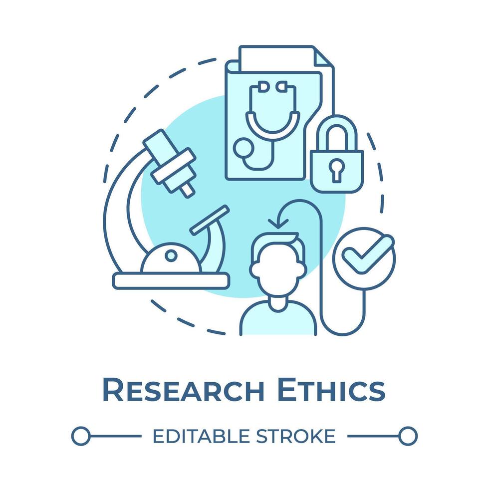 Research ethics soft blue concept icon. Research participant rights. Confidentiality and security. Round shape line illustration. Abstract idea. Graphic design. Easy to use in presentation vector