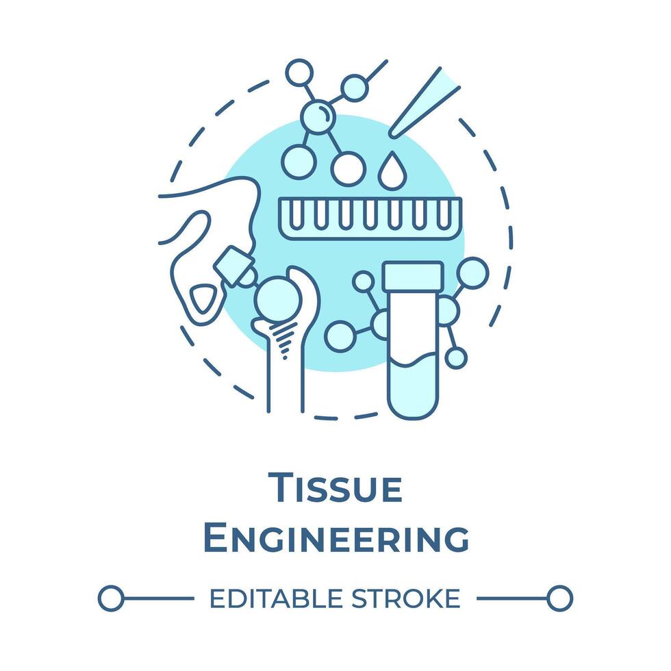 Tissue engineering soft blue concept icon. Organ regeneration. Health technology. Biotechnology. Round shape line illustration. Abstract idea. Graphic design. Easy to use in presentation vector