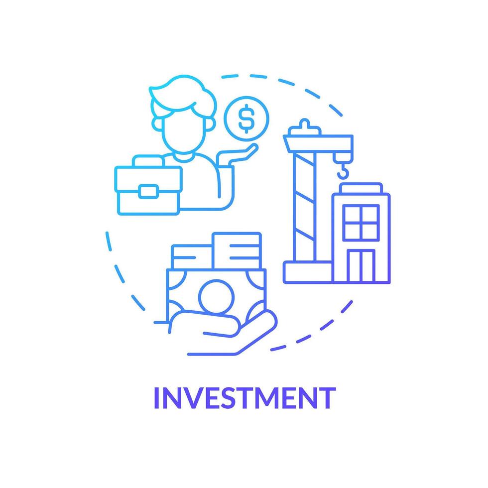 Investment blue gradient concept icon. Fund management, capital gain. Stock market, investor business. Round shape line illustration. Abstract idea. Graphic design. Easy to use in brochure, booklet vector