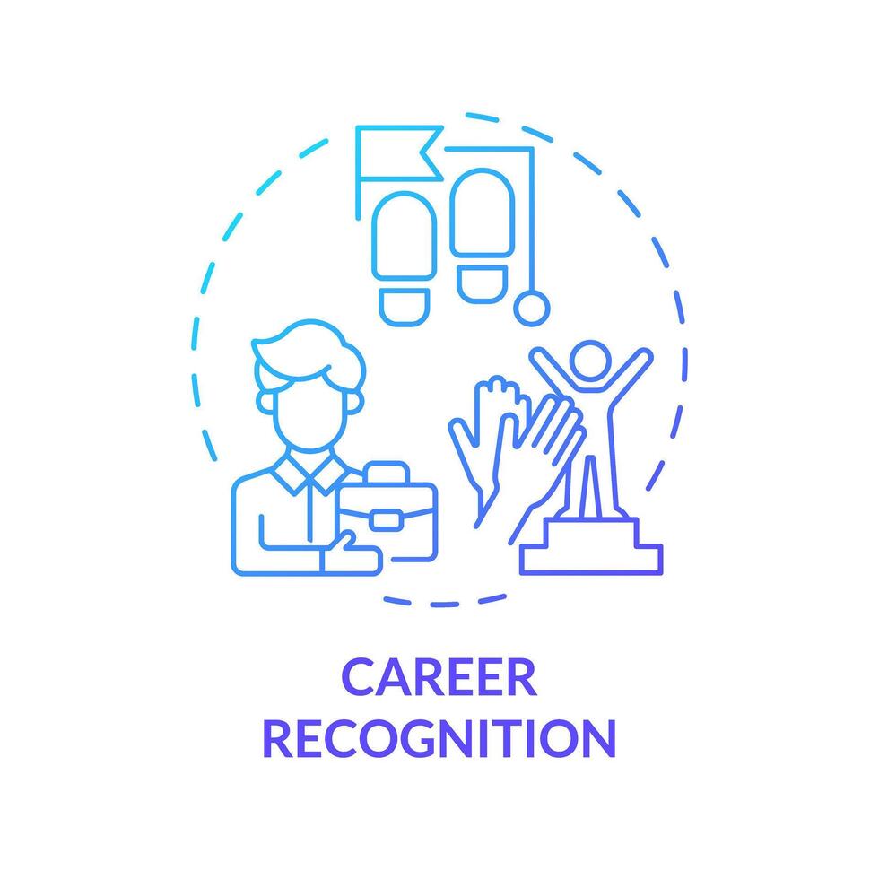 Career recognition blue gradient concept icon. Professional achievement. Employee recognition. Workplace culture. Round shape line illustration. Abstract idea. Graphic design. Easy to use vector