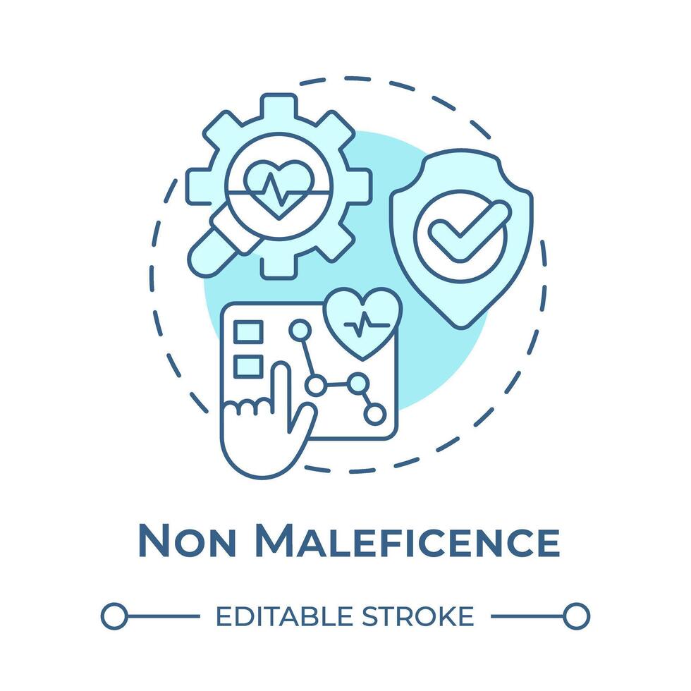 Non maleficence soft blue concept icon. Principle of bioethics. Patient care and protection. Do no harm. Round shape line illustration. Abstract idea. Graphic design. Easy to use in presentation vector
