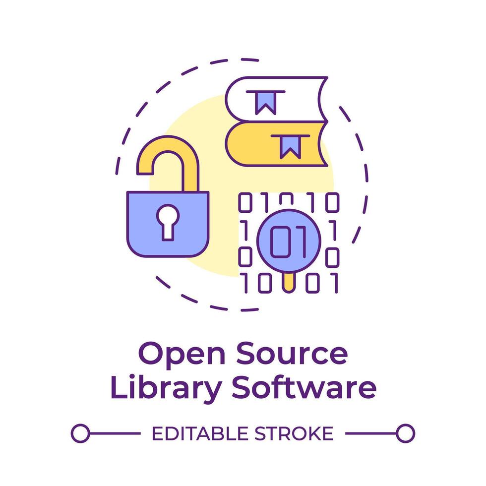 Open source library software multi color concept icon. Security measures, access control. Round shape line illustration. Abstract idea. Graphic design. Easy to use in infographic, blog post vector