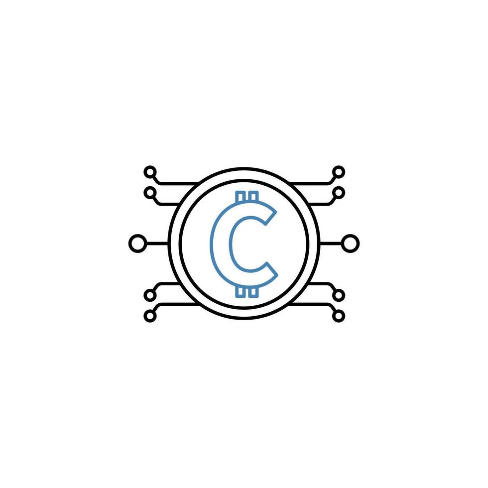 crypto currency concept line icon. Simple element illustration. crypto currency concept outline symbol design. vector