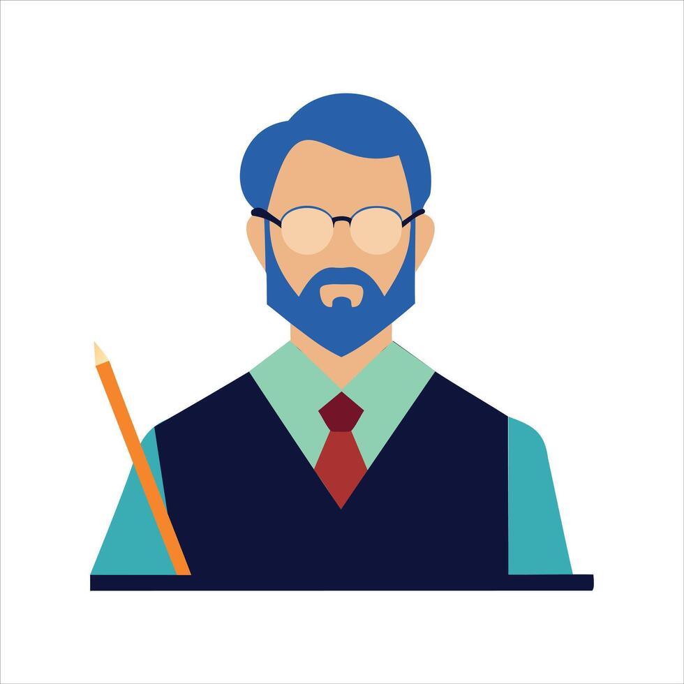 Professional Man with Beard and Glasses Avatar Illustration vector