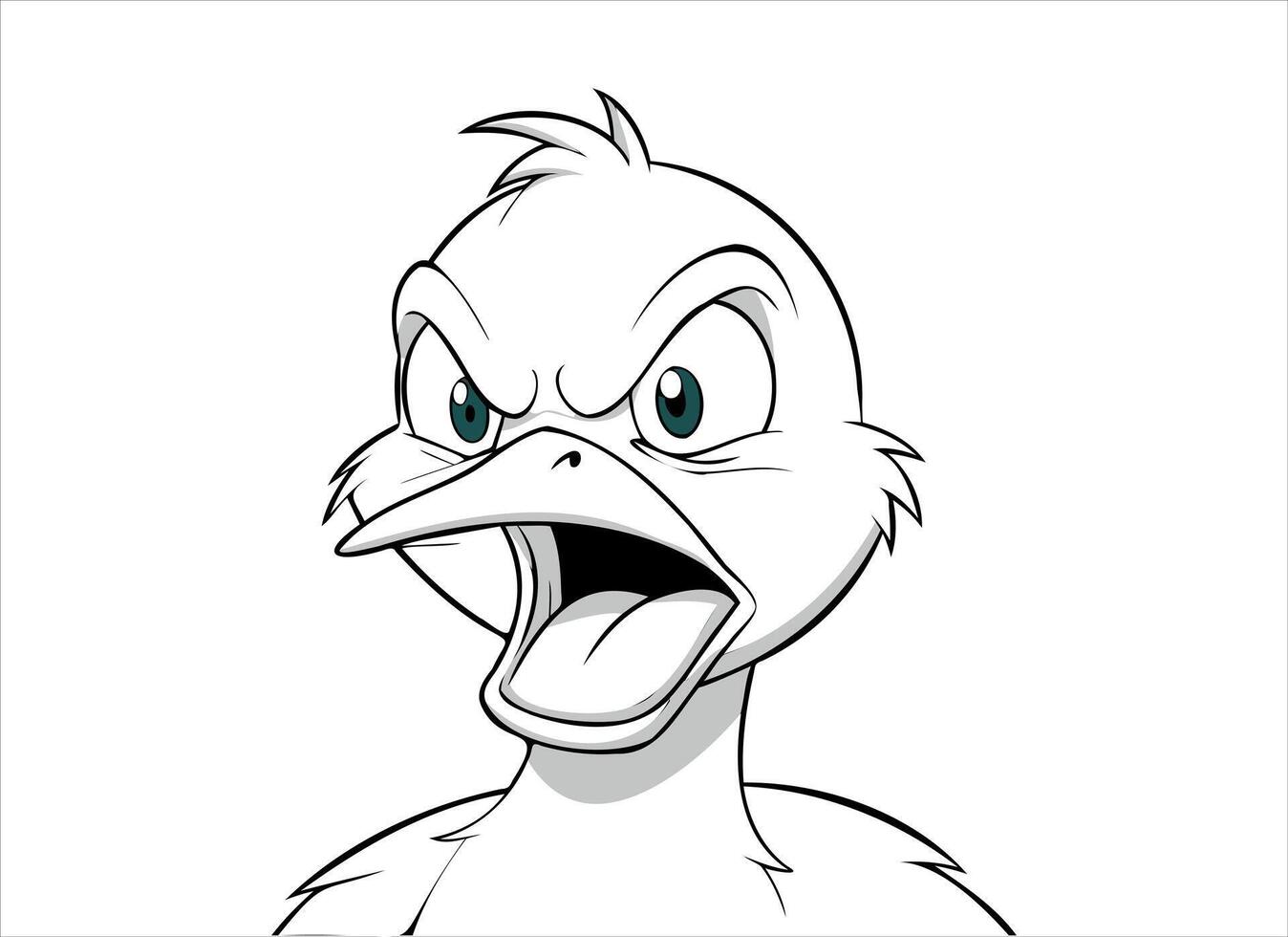 an angry cartoon duck with open mouth and a big beak vector