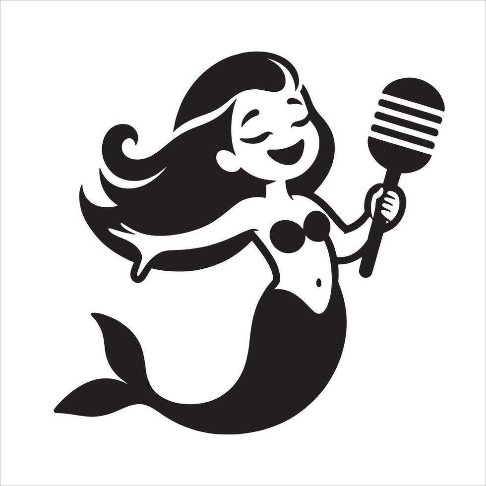 Mermaid lead singer cartoon illustration vector