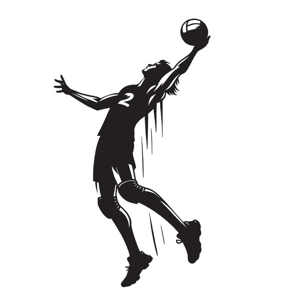 un negro y blanco vóleibol jugador dinámica actitud vector