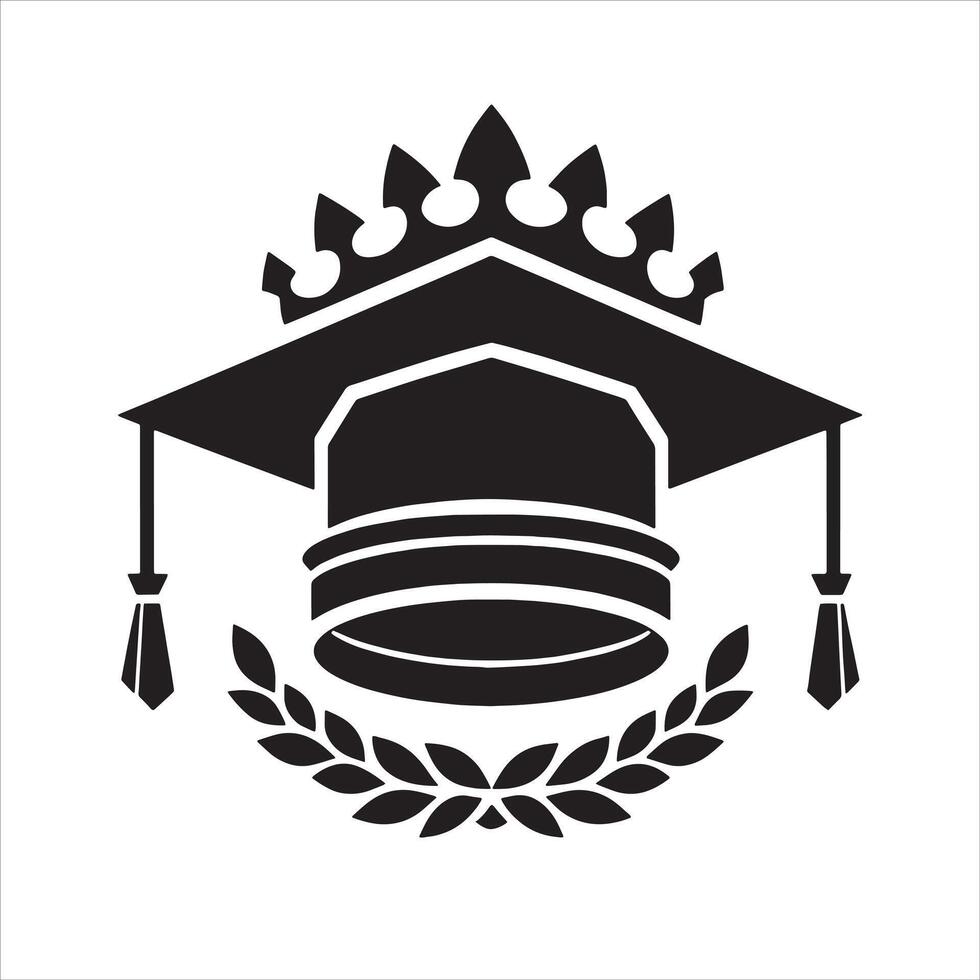 Graduation cap in black and white vector