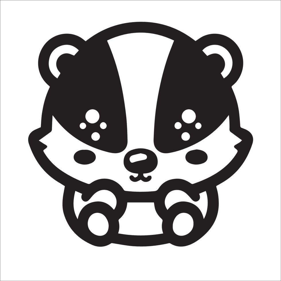 black and white Badger Illustration vector
