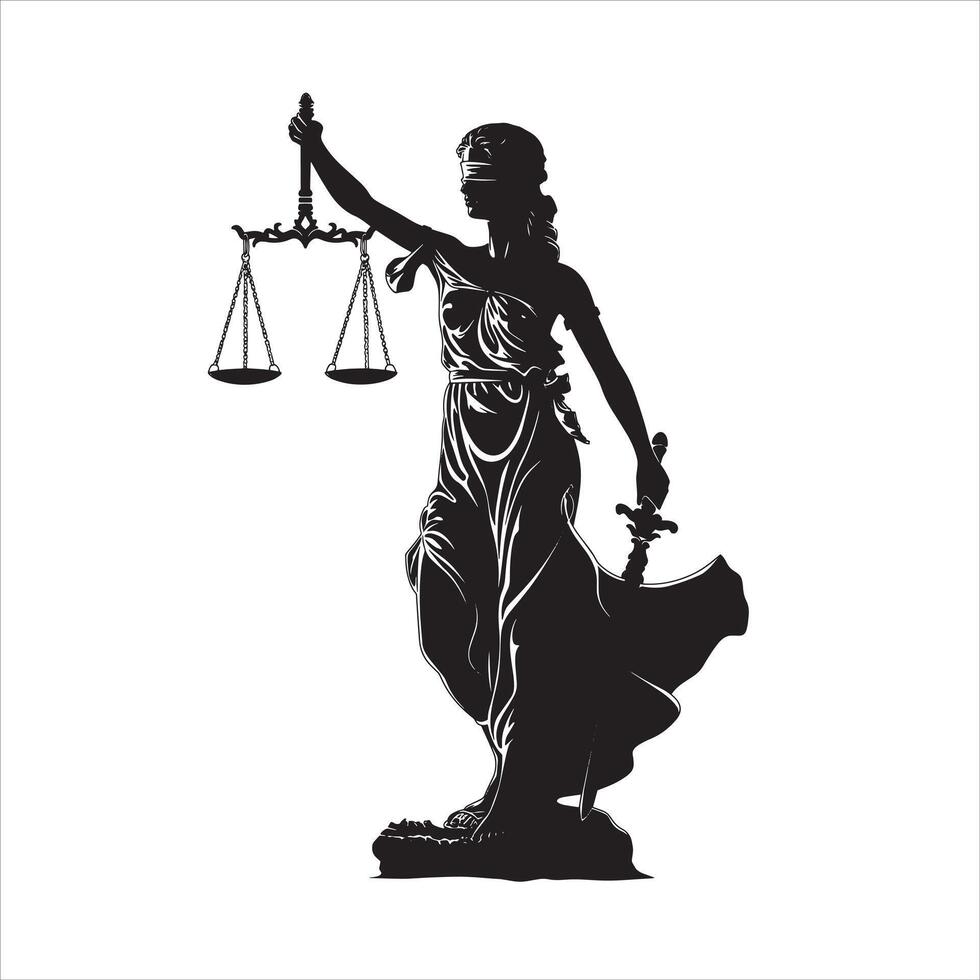 Blindfolded lady justice silhouette vector