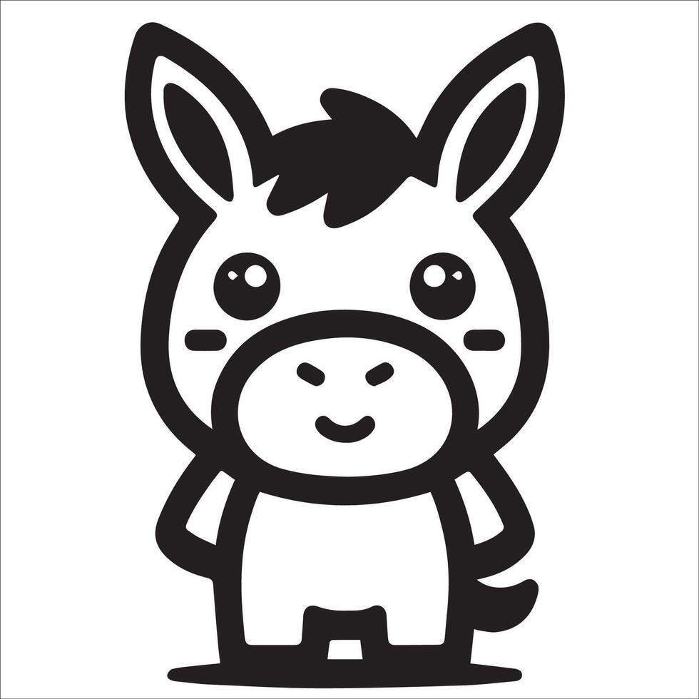 black and white Donkey Illustration vector