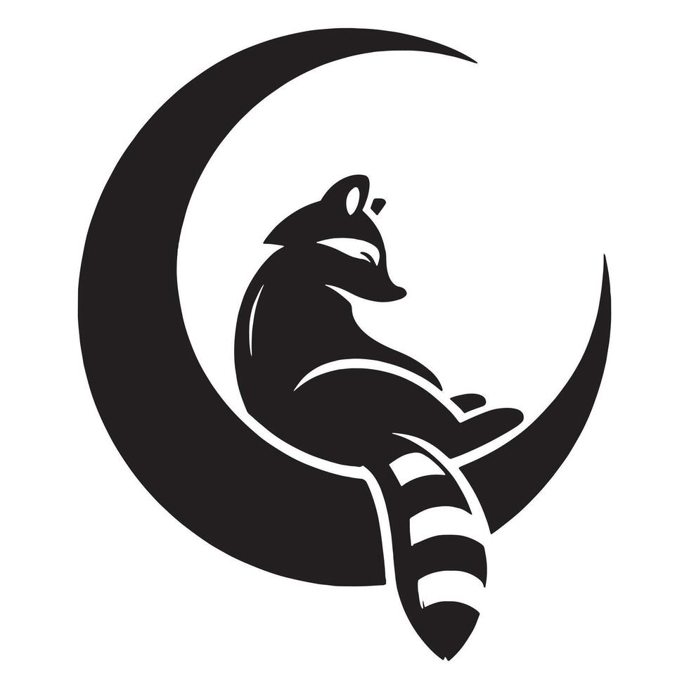 Raccoon crescent moon silhouette on a white background vector