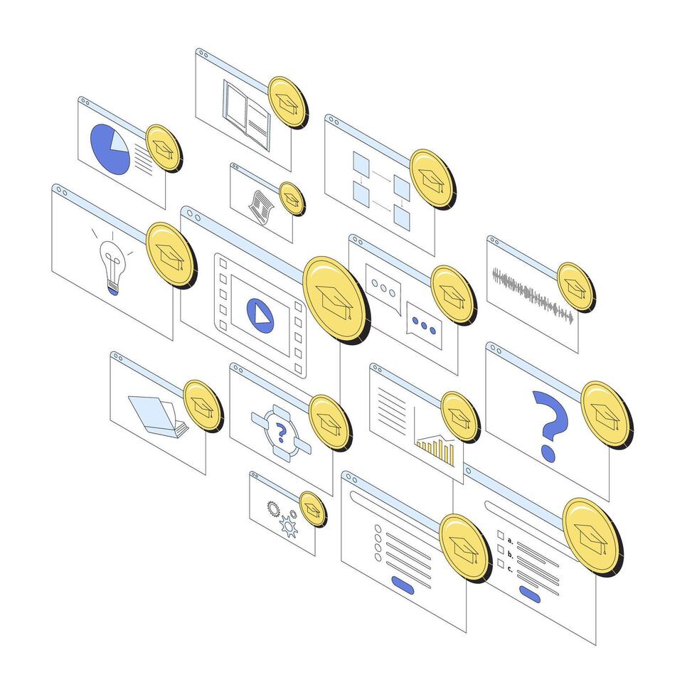 Gamification in online education. Learning management system. vector