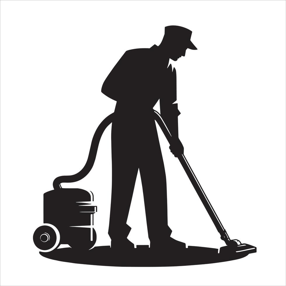 cleaner man silhouette Illustration vector