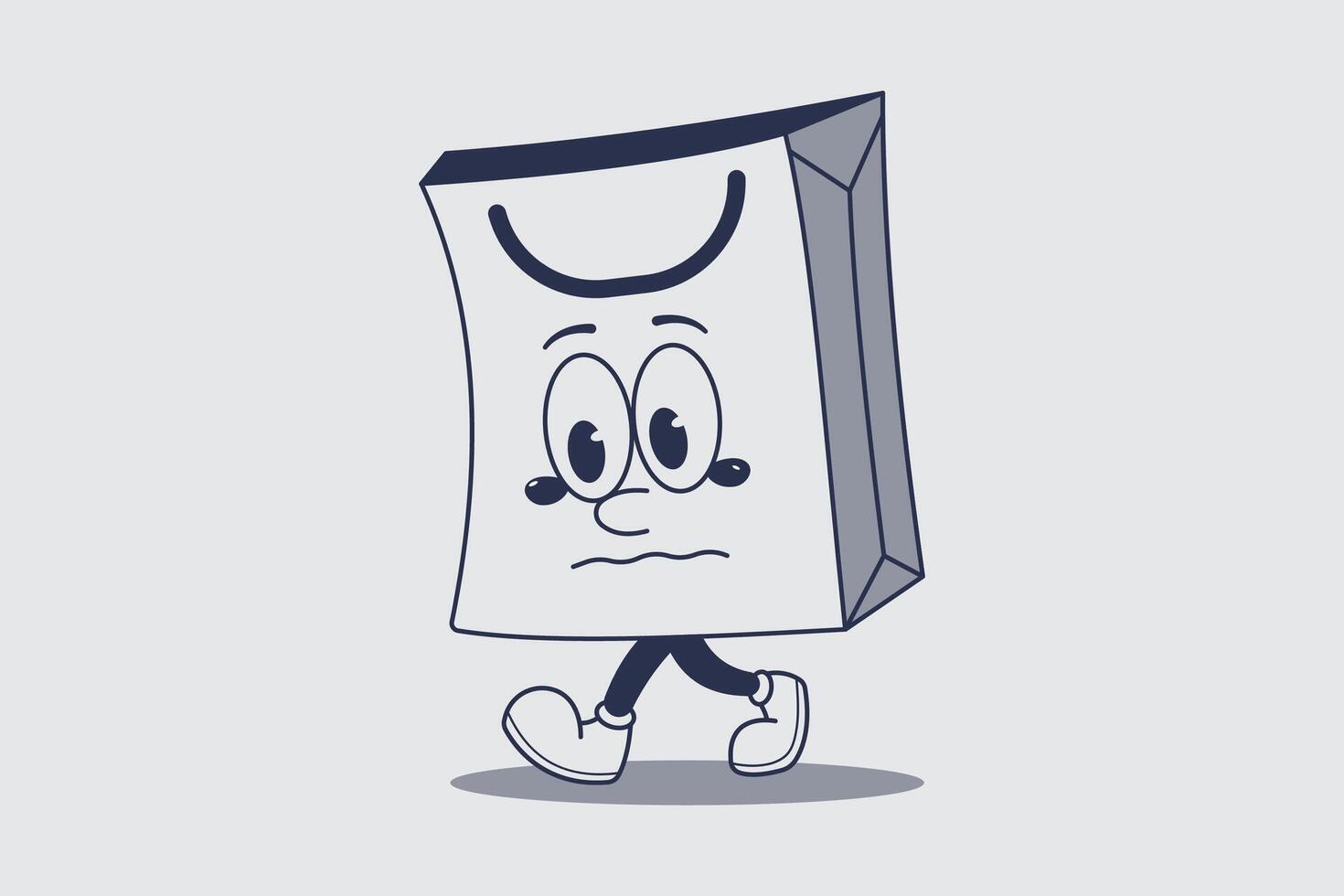 Design Cartoon Paper Bag with a sad face. Illustration vector