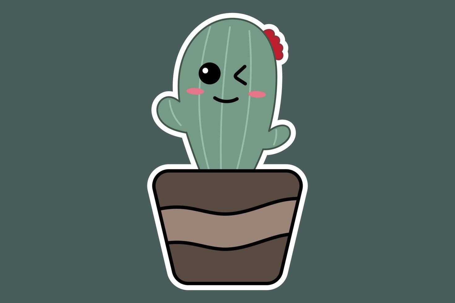 linda cactus en un maceta. linda dibujos animados personaje. ilustración vector