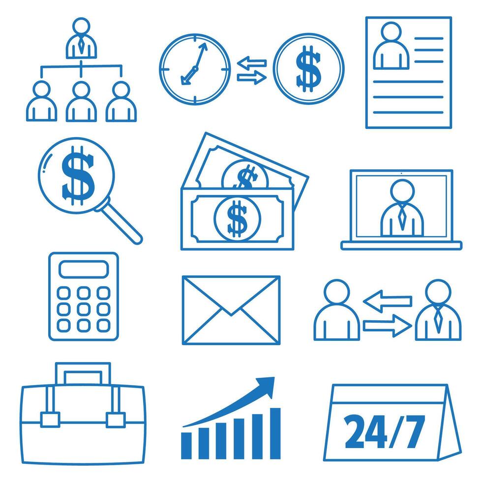 Business and finance icons set, Doodle sketch hand drawn style. Job interview, team person concept. illustration vector