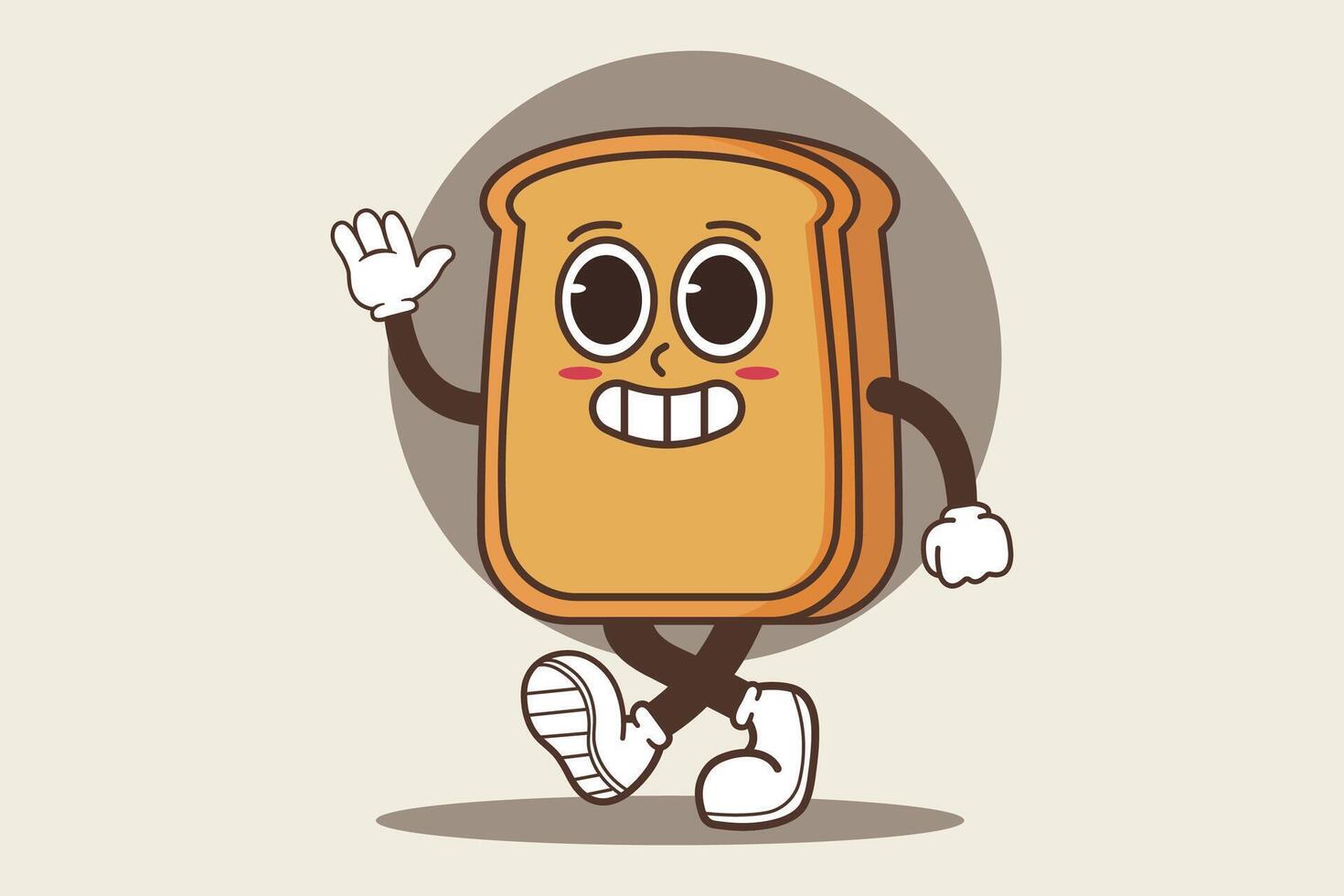 Bread mascot character illustration Toast cartoon design with happy face vector