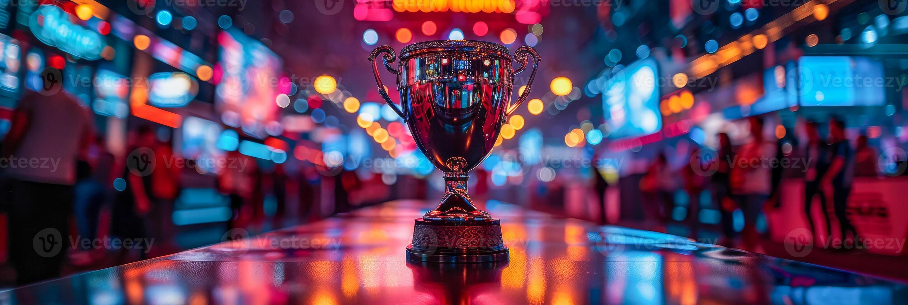 Purple Trophy on Table photo