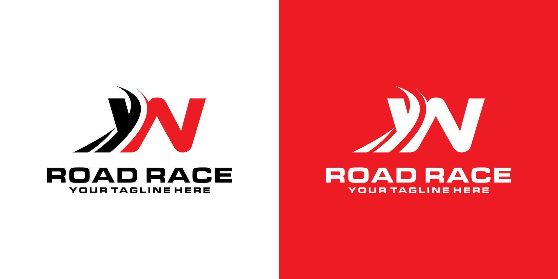 letter W and road racing logo designs, racing logos, asphalt, asphalt roads, automotive and workshops vector