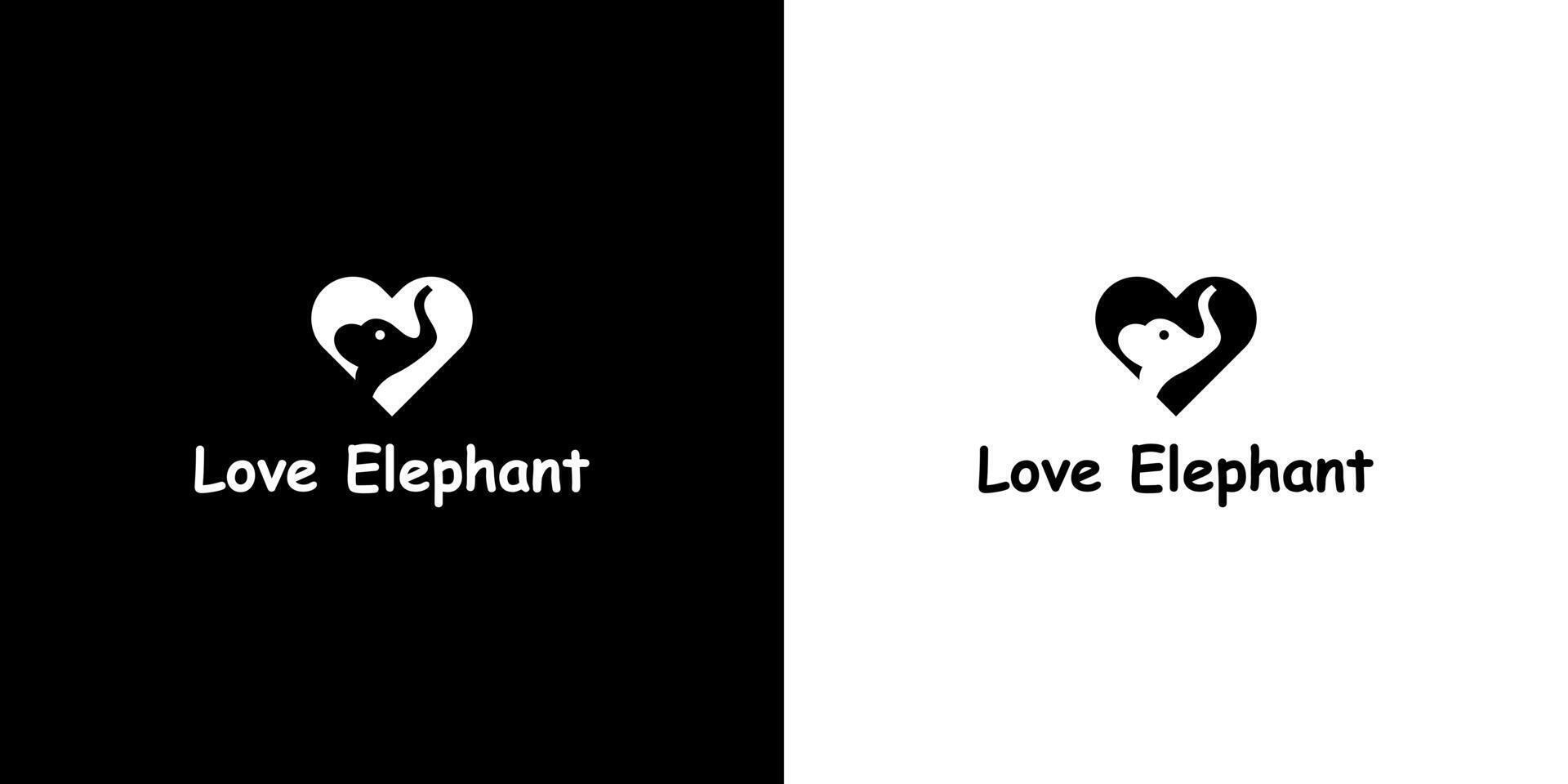 elefante y corazón logo diseño vector