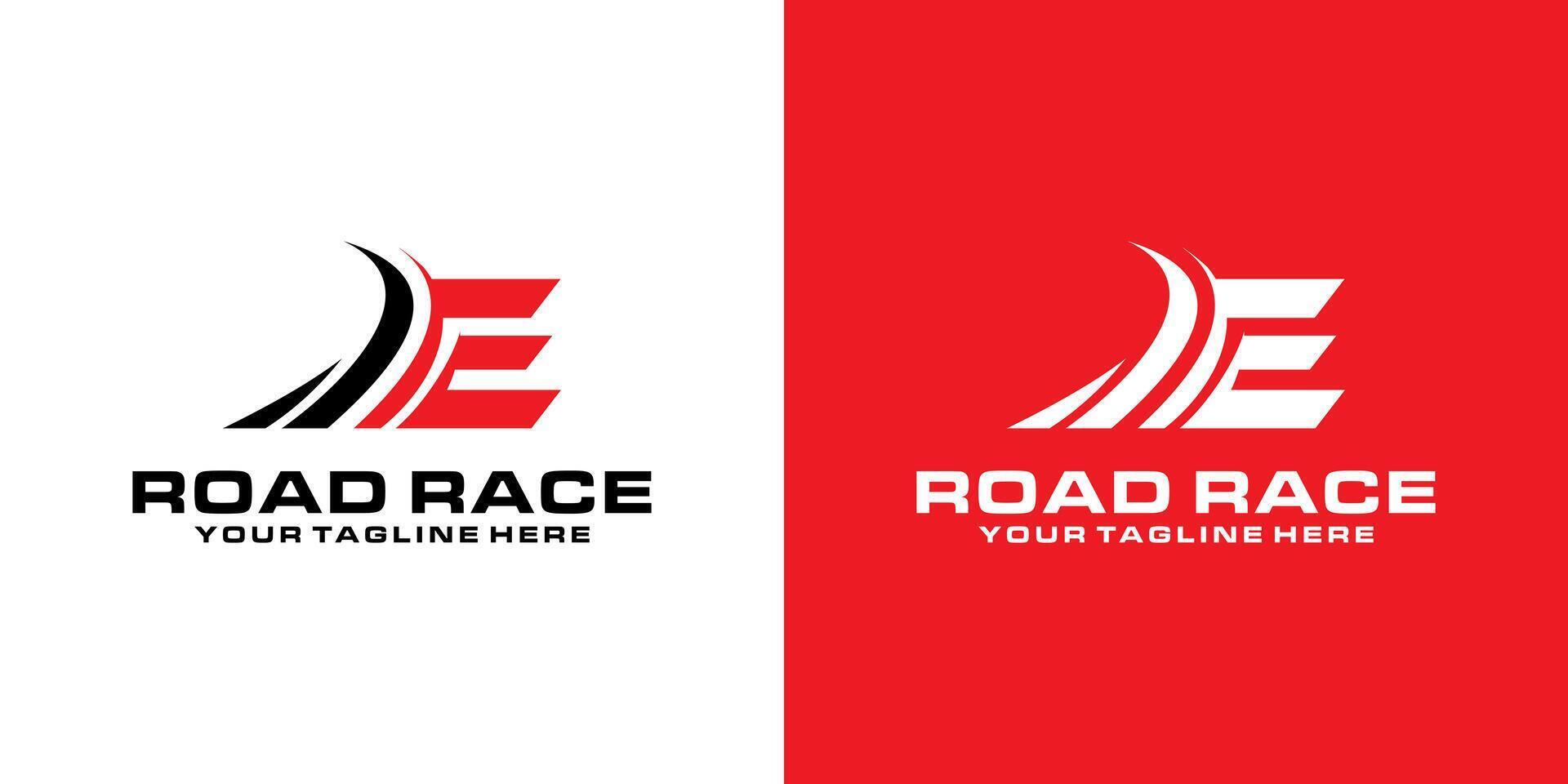 letter E and asphalt road logo design, racing logo, for automotive, racing, sports vector