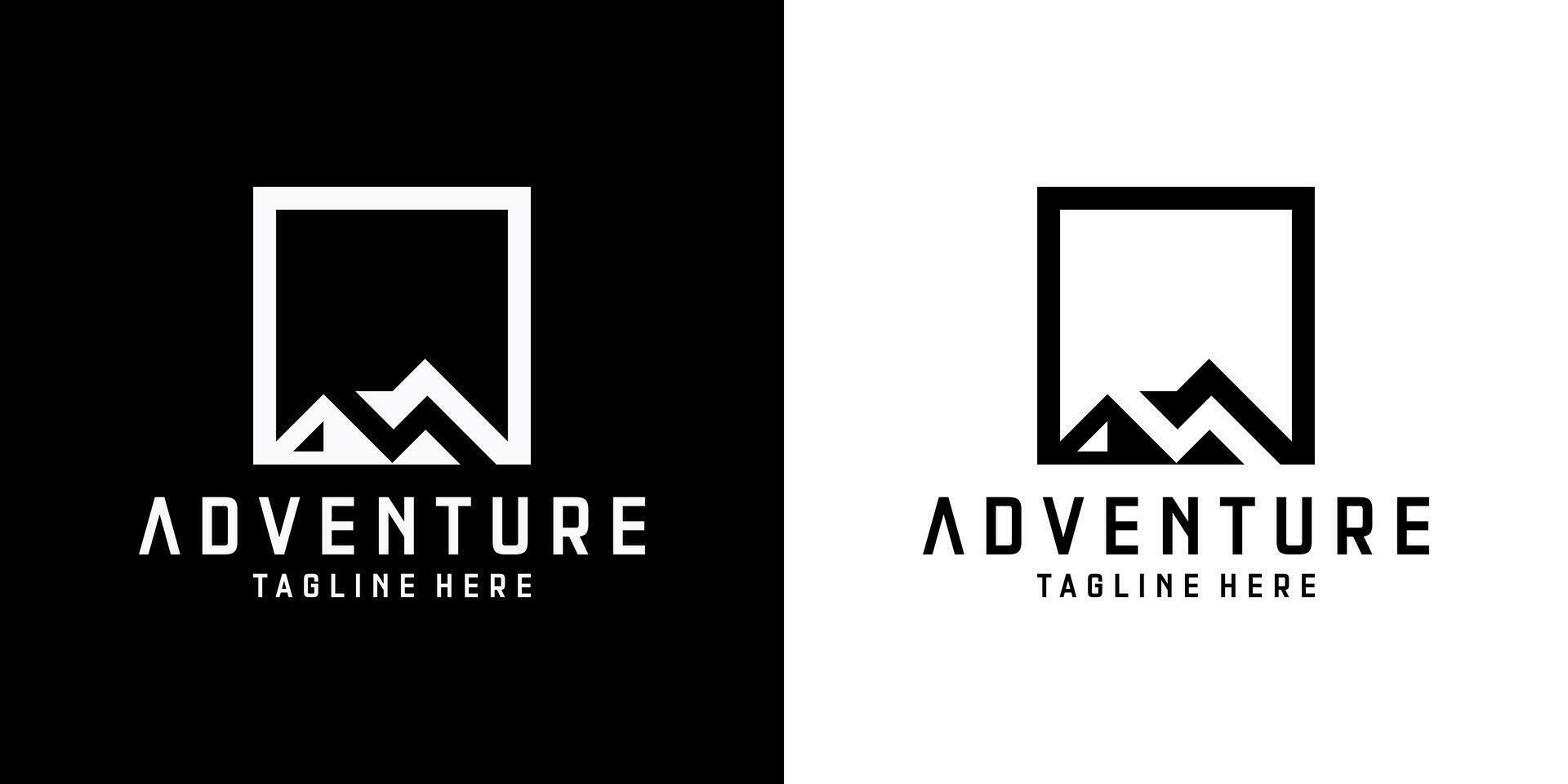 simple mountain logo design with a box frame for clothing and adventure companies vector